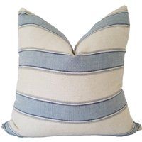 Blue Striped Pillow Cover, Modern Farmhouse Pillow, Custom | Etsy (US)