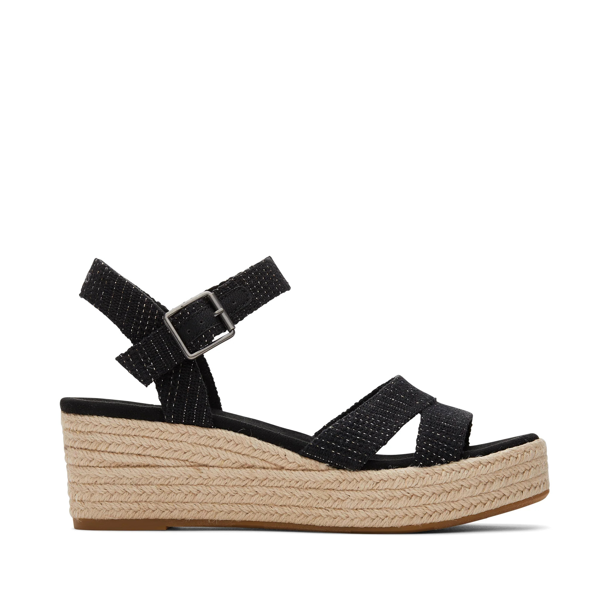 Womens Audrey Black Metallic Wedge Sandal | Toms EMEA