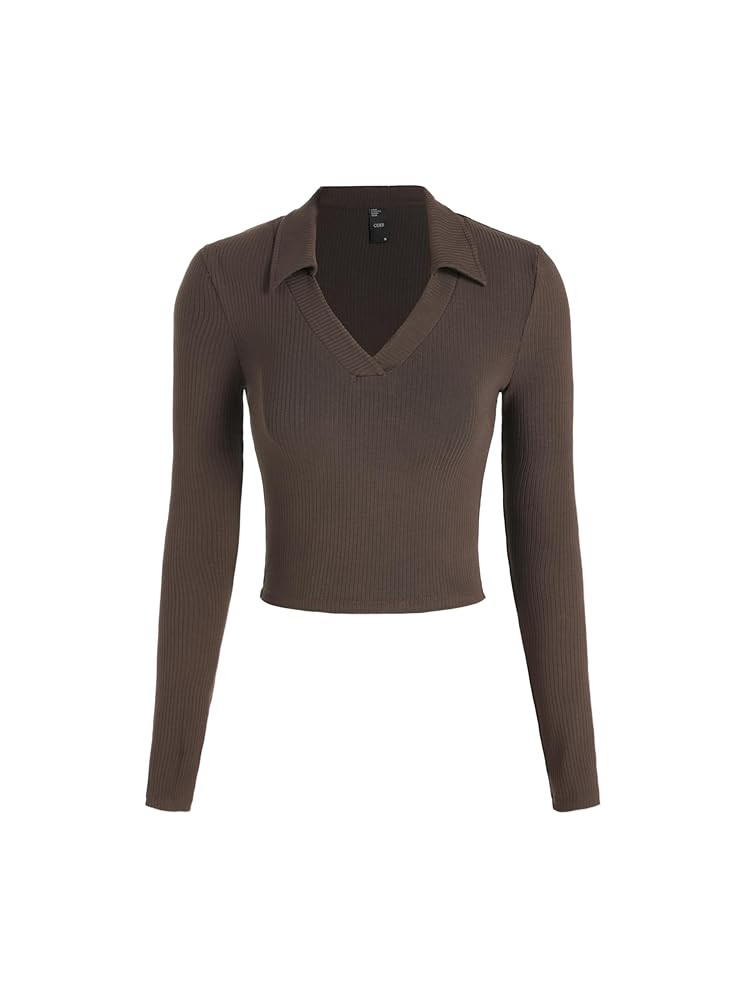 CIDER Fitted Long Sleeve Shirts for Women - V Neck Polo Shirts Business Casual Collared Work Tops... | Amazon (US)