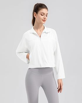 Locachy Women's Athletic Running Cropped Jacket Stand Collar Zip Up Lightweight Gym Workout Tops ... | Amazon (US)