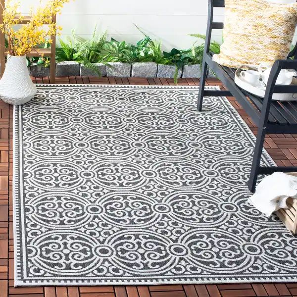 SAFAVIEH Beach House Sabina Indoor/ Outdoor Patio Backyard Rug - 8' x 10' - Cream/Blue | Bed Bath & Beyond