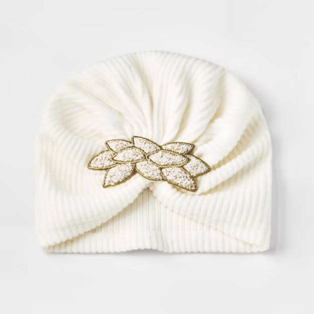 Baby Girls' Leaf Beanie - Cat & Jack™ Cream | Target