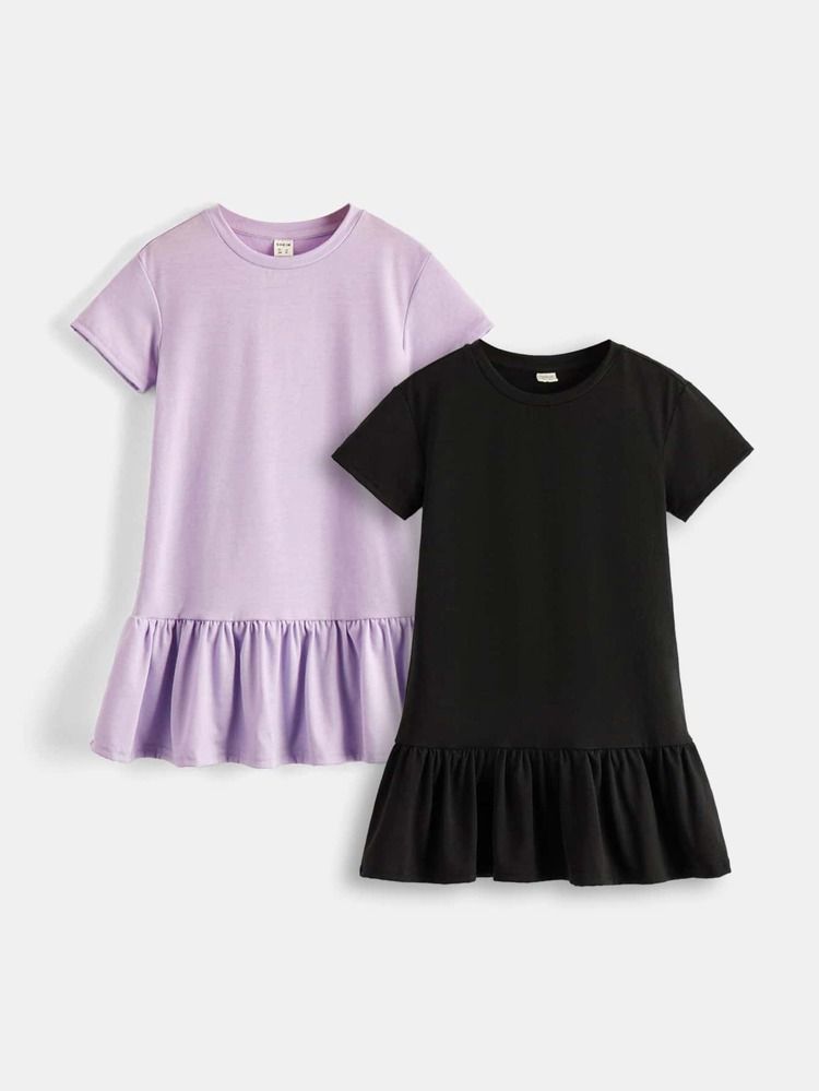 SHEIN Toddler Girls 2pcs Ruffle Hem Dress | SHEIN