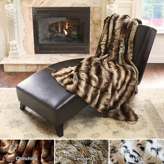Oversize Safari Faux Fur Patterned Soft Throw Collection - Chinchilla - Acrylic/Microfiber/Faux F... | Bed Bath & Beyond