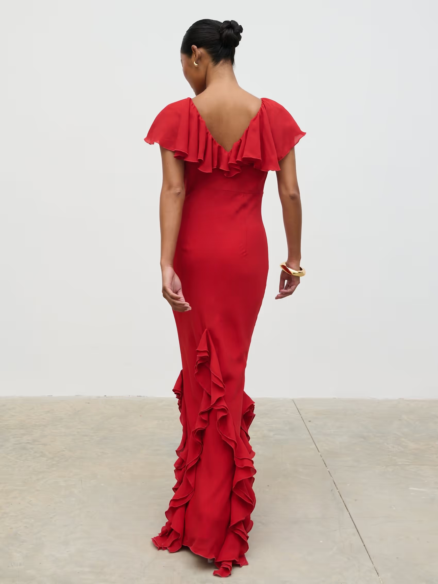 Uma Cap Sleeve Ruffle Maxi Dress | Pretty Lavish (UK)