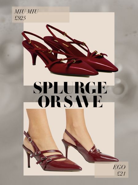 Miu Miu vs Ego - Burgundy buckle shoes are trending for spring ❤️
Splurge vs save | Credit vs debit | buckle mules dupes | designer shoe dupe | Red shoes | Spring style ideas 

#LTKfindsunder50 #LTKshoecrush #LTKparties