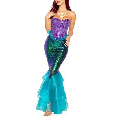 Vestido Fantasia Adulto Feminino Temático Festa Halloween Carnaval Cosplay Princesa Sereia | SHEIN
