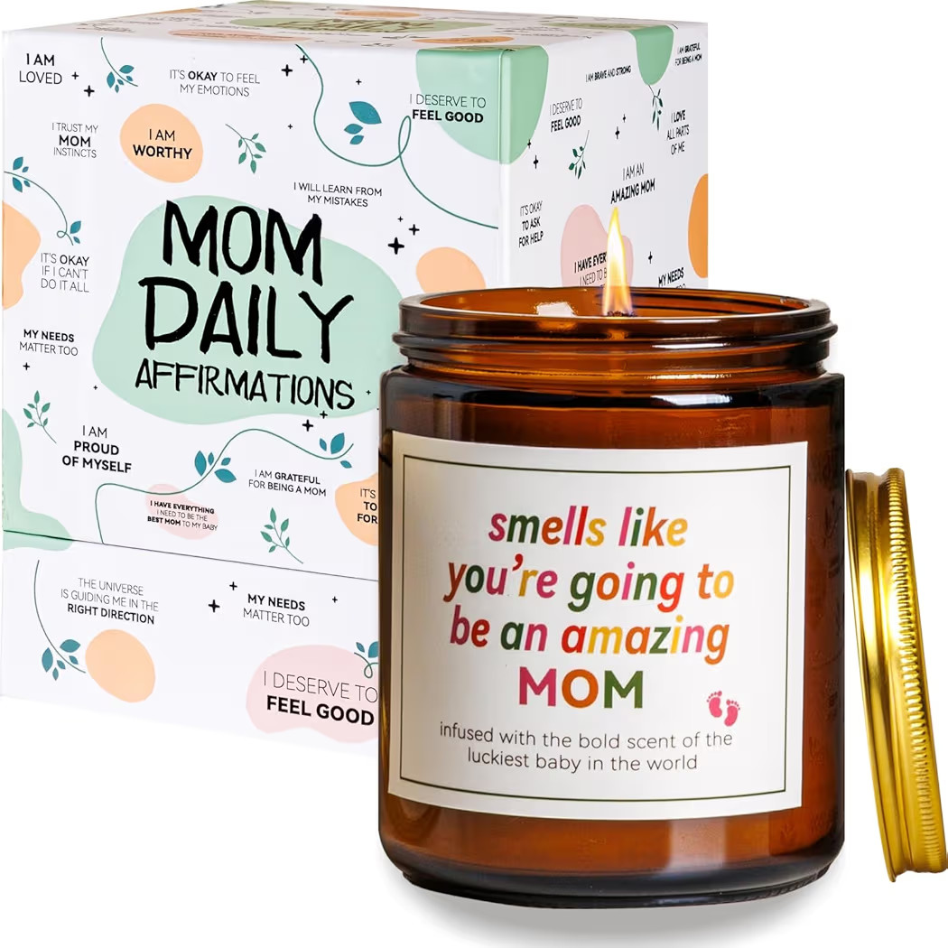 New Mom Gift Candle with Gifted Package for Women 7 OZ Mom to Be Candle Funny Mommy Pregnant Gift... | Amazon (US)