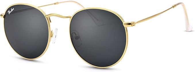 Pro Acme Round Sunglasses Glass Lens Metal Frame Retro Circle Sun Glasses for Women Men | Amazon (US)