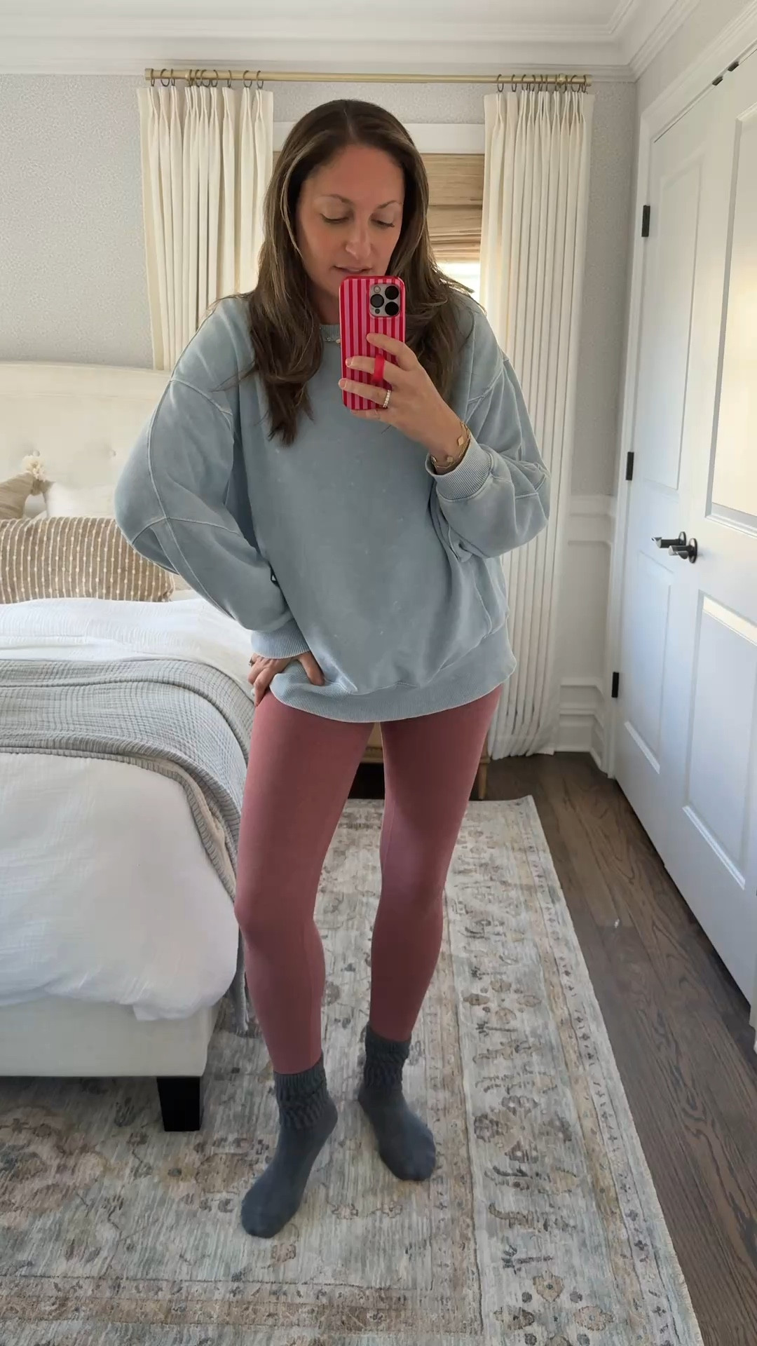 Today’s OOTD! The loungewear  that I can’t stop wearing: the perfect leggings and this cozy oversized sweatshirt (and scrunch socks!) from Aerie 👌🏻

#LTKootd #LTKActive #LTKmomlife