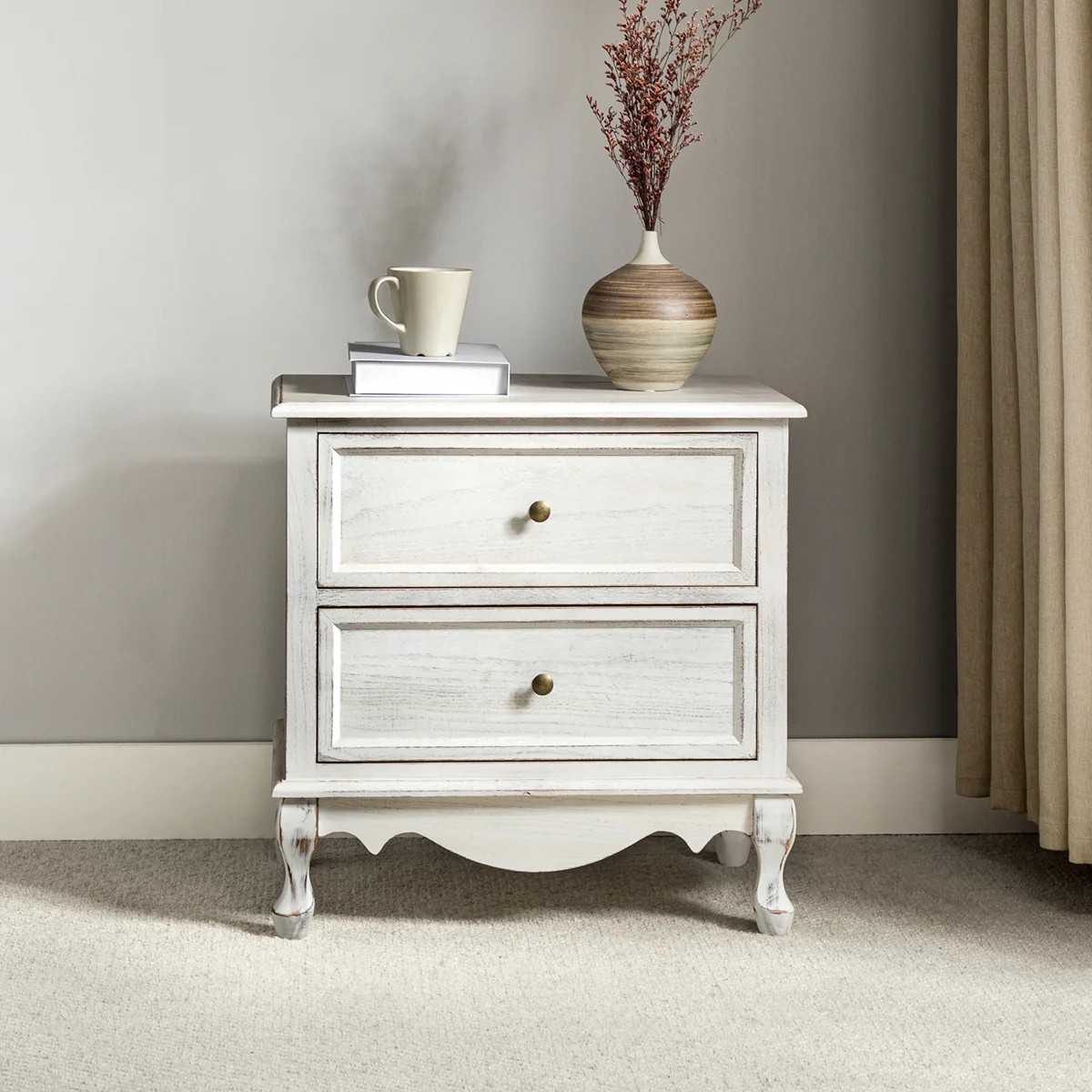 Lundgren Transitional 24''W 2-Drawer End Table with Wood Legs and Charging Station | Wayfair North America