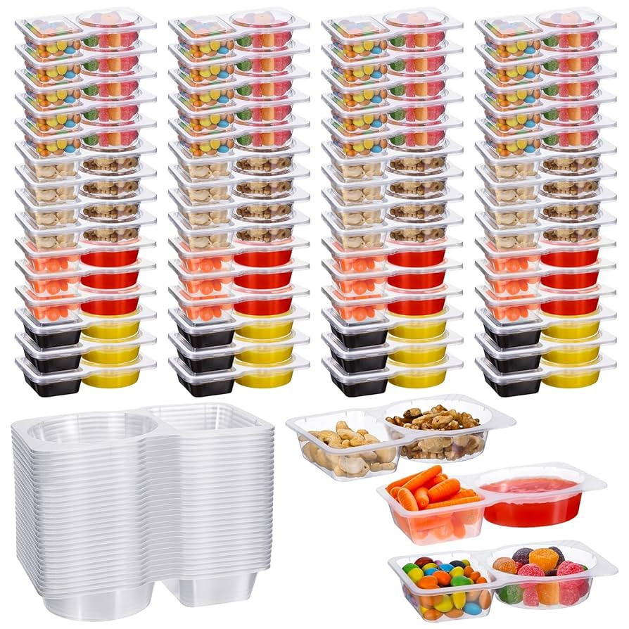 30 PCS Double Compartment Condiment Container with Lids, 5 oz Disposable Plastic Mini Sauce Cups,... | Amazon (US)