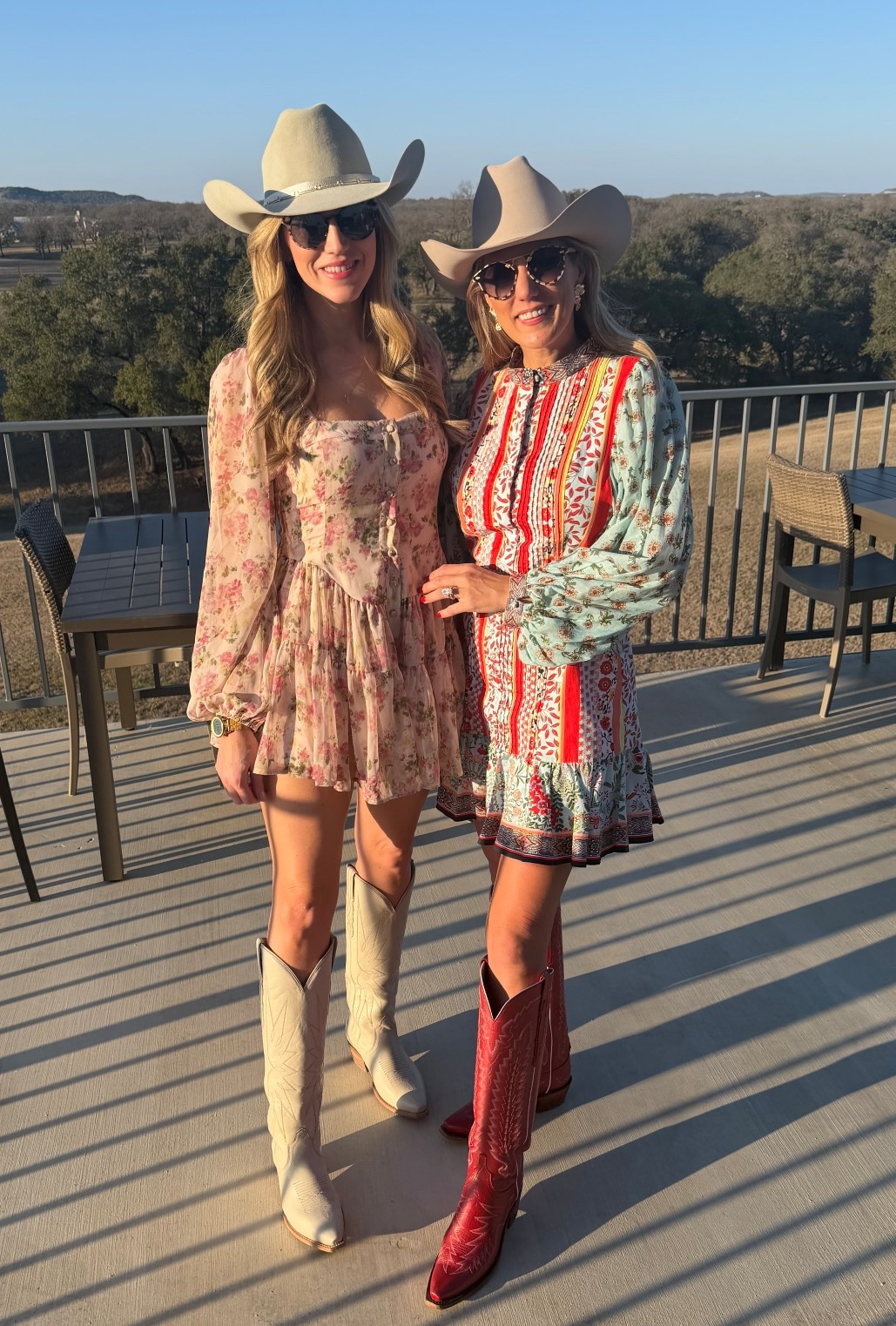 My dress is old Alice and Olivia “raya mandarin collar dress”. I’ve seen some on Poshmark. #westernstyle #vici #lucchese #tecovas 

#LTKOver40 #LTKootd #LTKTravel