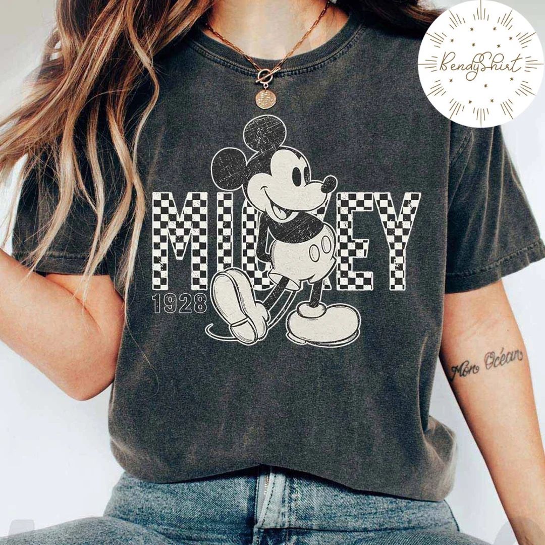 Vintage Retro Mickey Minnie Checkered shirt, Disney checkered shirt, Disney trip 2023 shirt, Mens... | Etsy (US)