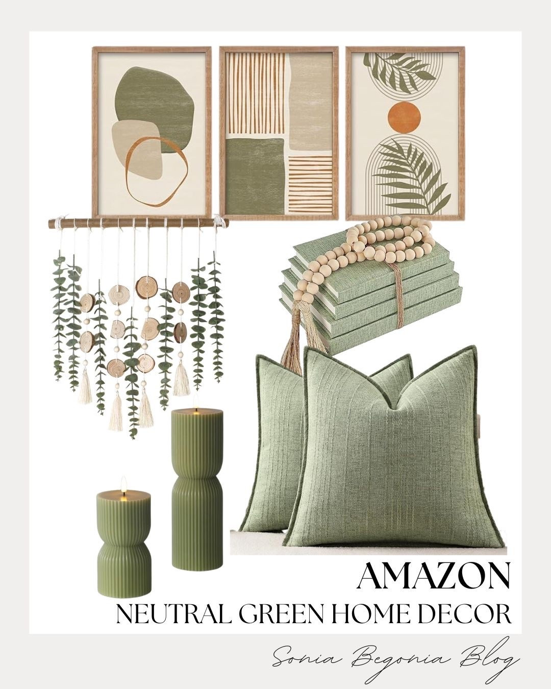 I’m loving these Amazon neutral green home decor finds! 🌿

Sage green throw pillows, abstract wall art, ribbed pillar candles, a eucalyptus hanging banner, and decorative book stacks bring so much calm and natural elegance to any room. ✨

#LTKhome #LTKunder50 #LTKsalealert #AmazonHome #GreenHomeDecor #NeutralHome #CozyVibes #HomeInspo #InteriorStyling #SageGreen

#LTKHome