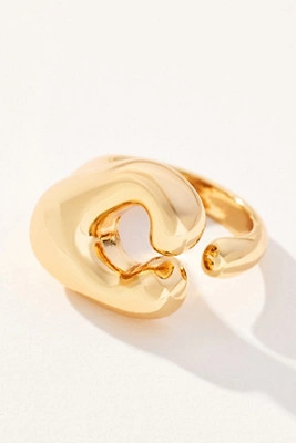 Gold Bubble Letter Monogram Ring | Anthropologie (US)