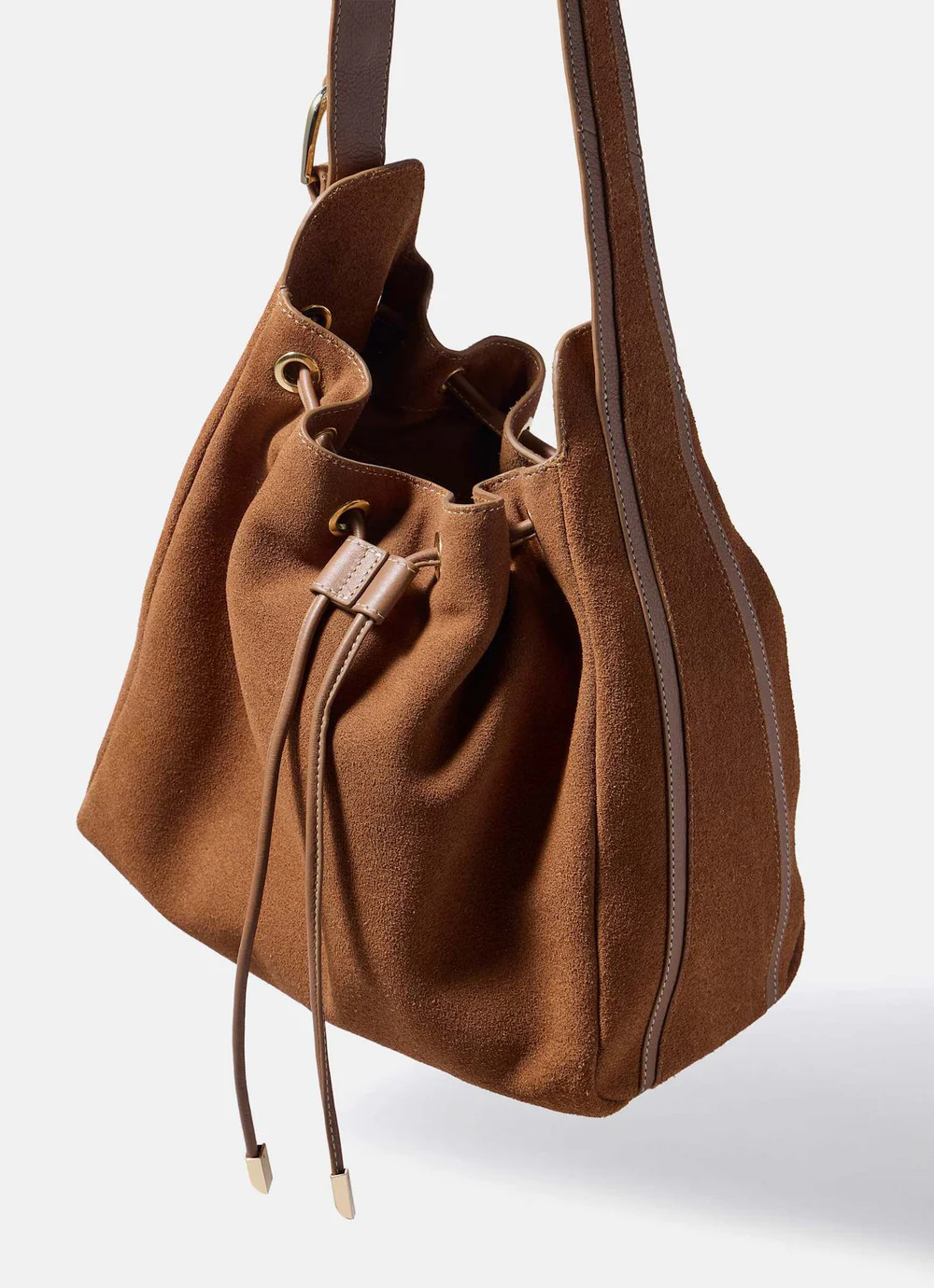 Mabel Tan Suede Bucket Bag | Mint Velvet