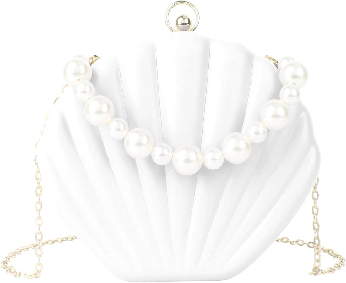 Women Mini Seashell Evening Clutch Top-Handle Bag Chain Strap Cross-body Shoulder Bag | Amazon (US)