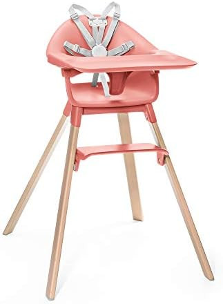 Stokke Clikk Easy to Clean Sunny Coral Baby High Chair with Natural Legs, All in One Box (Include... | Amazon (US)