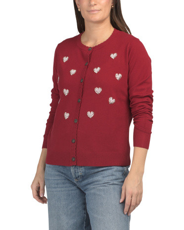 Heart Embellished Boyfriend Cardigan | Women | Marshalls | Marshalls