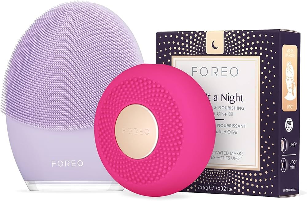 FOREO bundle: LUNA 3 Facial Cleansing Brush for Sensitive Skin, UFO mini Smart Mask Treatment Dev... | Amazon (US)