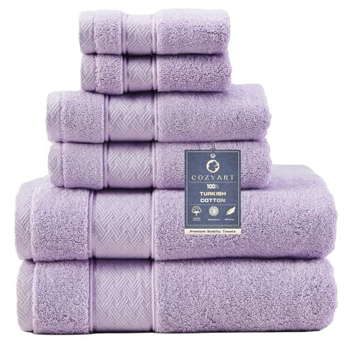 COZYART Bath Towel Set 6 PCS, Luxury Lavender 100% Turkish Cotton 650GSM | Amazon (US)