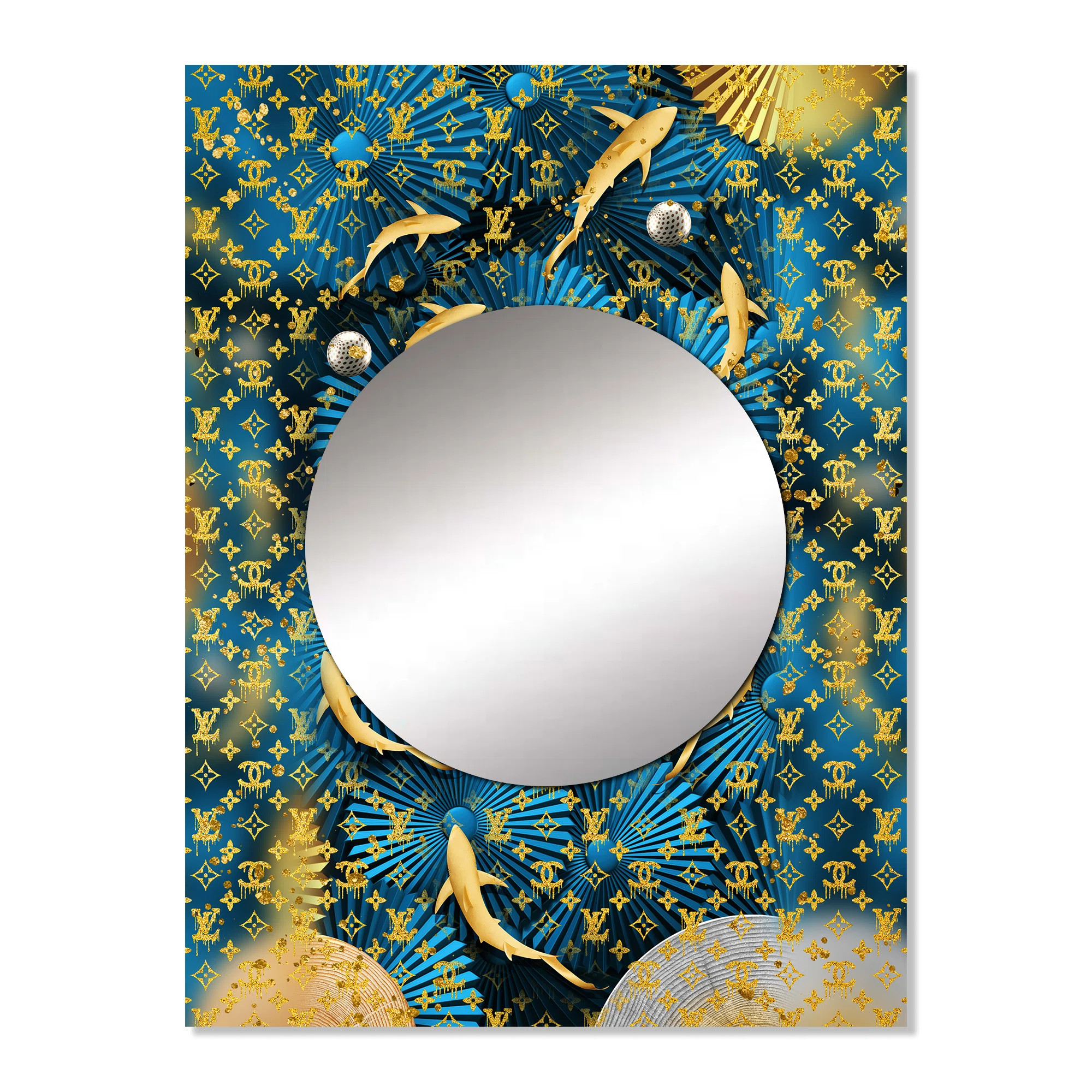 Prunell Luxury Brand Design II - Fashion Large Mirror, Glam Unique Wall Mirror Decor, Printed Met... | Wayfair North America