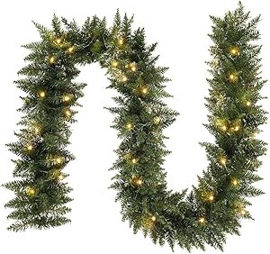 ANOTHERME 9 FT Pre-lit Christmas Garland Holiday Artificial Decor for Stairs Wall Door Indoor Out... | Amazon (US)