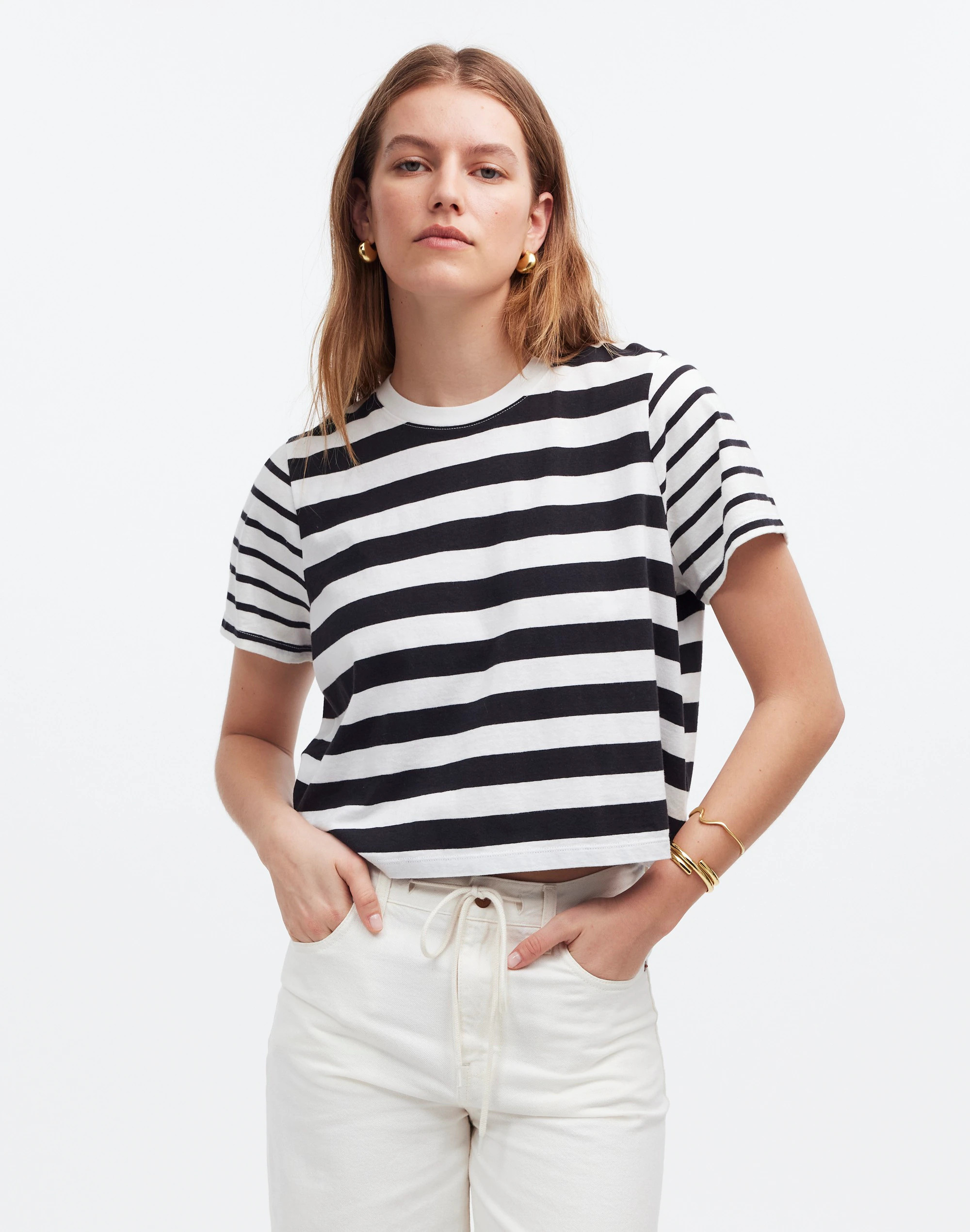 Softfade Cotton Boxy-Crop Tee | Madewell