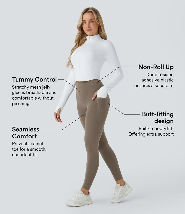 Women’s SoCinched High Waisted Butt Lifting Tummy Control Side Pocket Shaping Workout UltraScul... | HALARA
