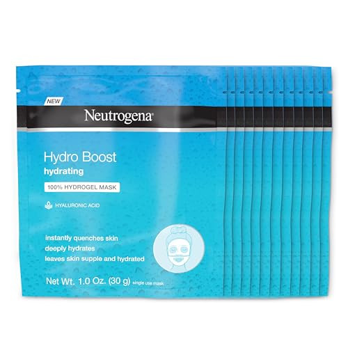 Neutrogena Hydro Boost Moisturizing & Hydrating 100% Hydrogel Sheet Mask, Face Mask for Dry Skin with Hyaluronic Acid, Gentle & Non-Comedogenic, 1 oz, 12 Pack | Amazon (US)