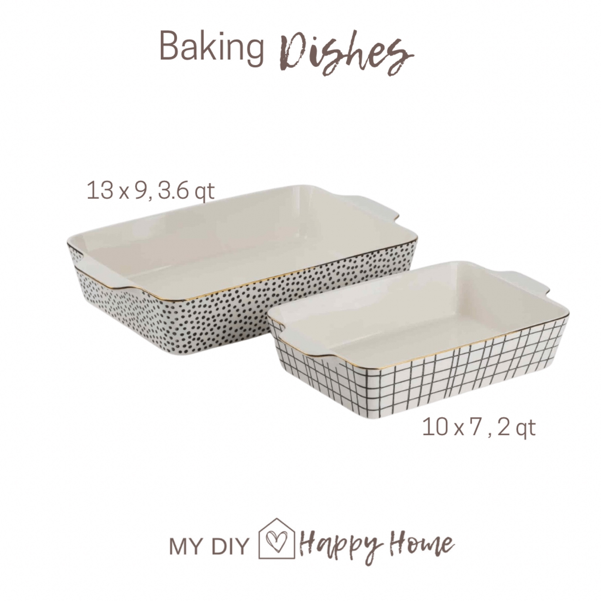 Baking dishes. 
Set of 2. 
Black and white pattern with gold edge detailing. 

#LTKhome #LTKunder50 #LTKFind