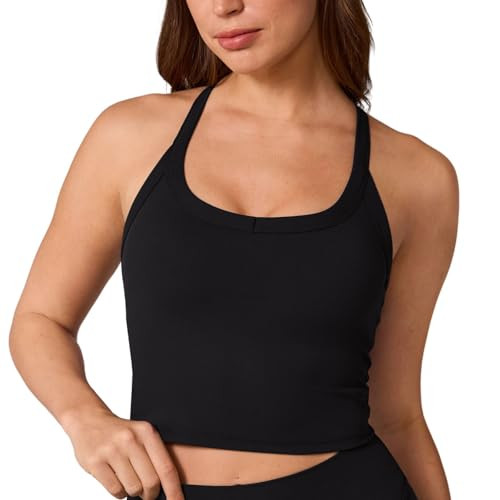 UNISSU Hugcurve Racerback Longline Sports Bra for Women Scoop Neck with Built in Bra Yoga Tank Cr... | Amazon (US)