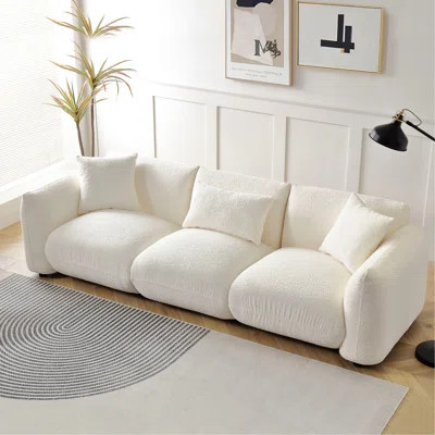 3 Beige Couch, Mid Century Modern Style - Soft Back And Construction In Fashionable Design For Living Room Bedroom | Wayfair North America