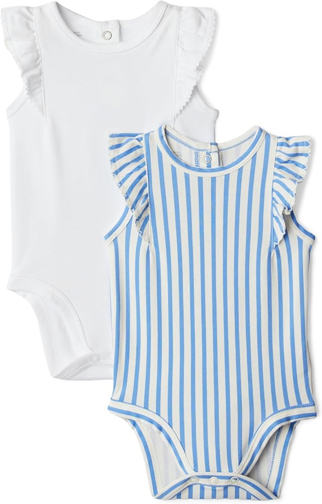Amazon Essentials x Sofia Grainge Baby Girls' Cotton Ruffle Sleeve Bodysuit with Embroidered Deta... | Amazon (US)
