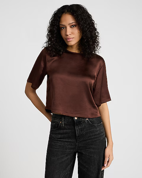 Essential Satin Boxy Tee | Express