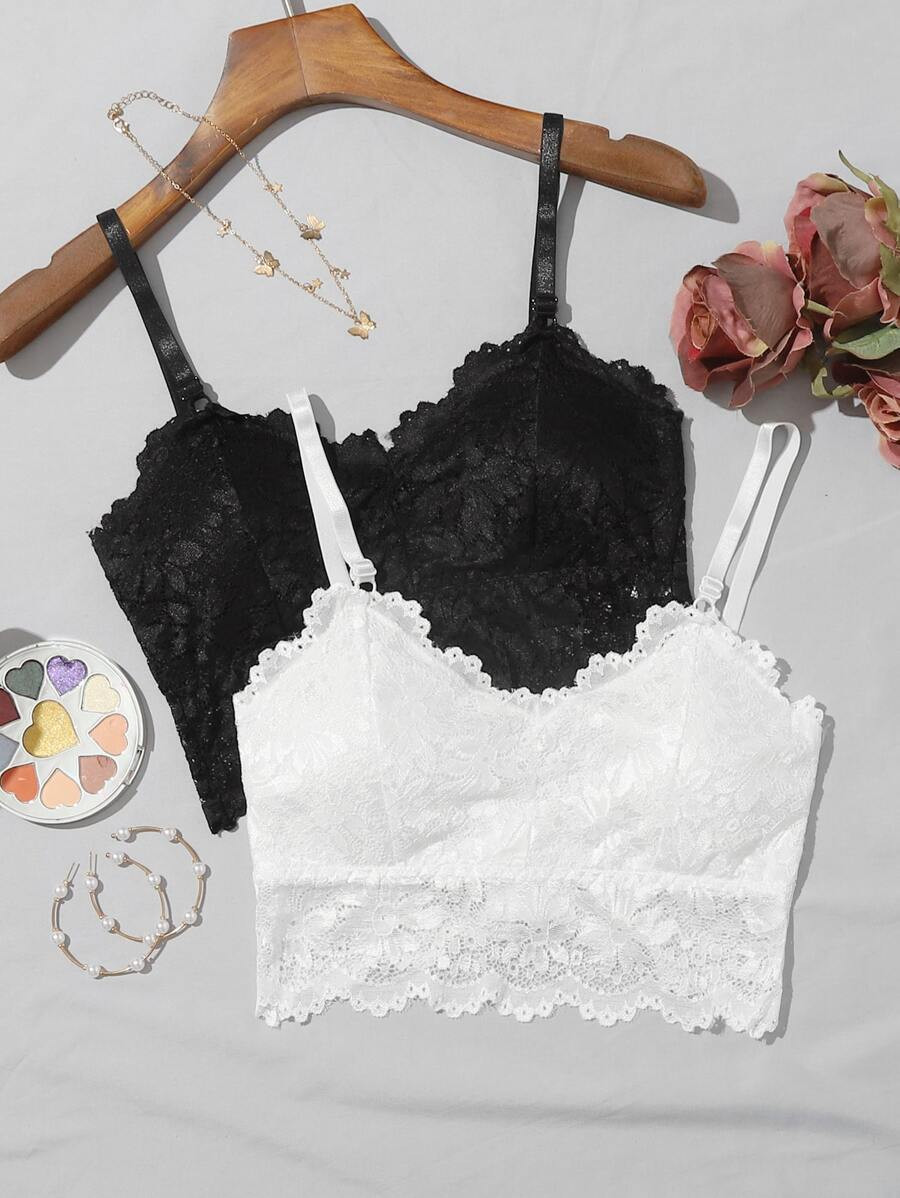 2pack Floral Lace Longline Bralette | SHEIN