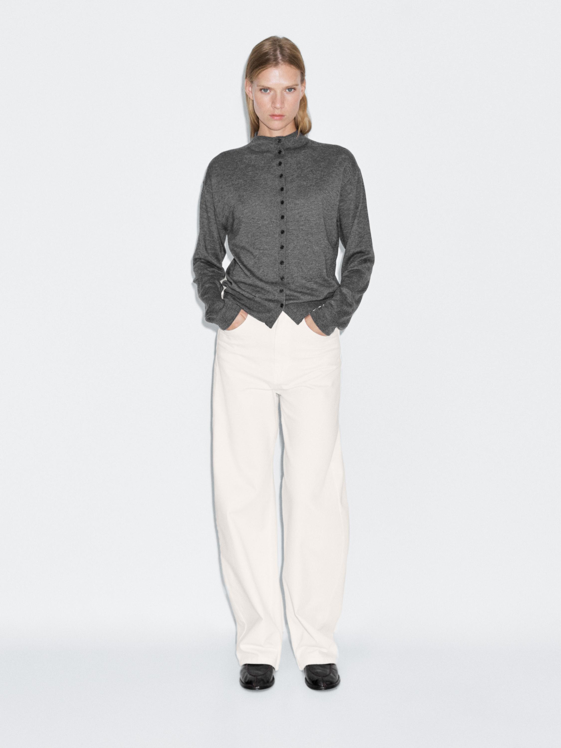 Knit cardigan with mock turtleneck | Massimo Dutti UK