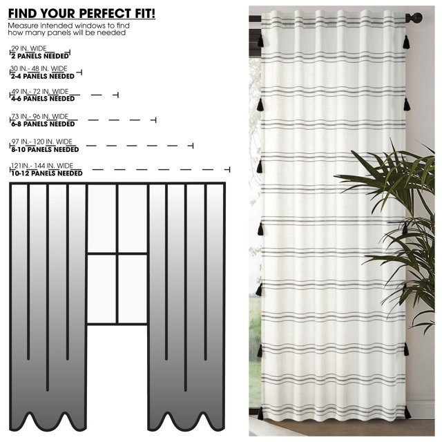Better Homes & Gardens Poly-Cotton Light Filtering Stripe Tassels Panel Curtain, 50" x 84" inches... | Walmart (US)