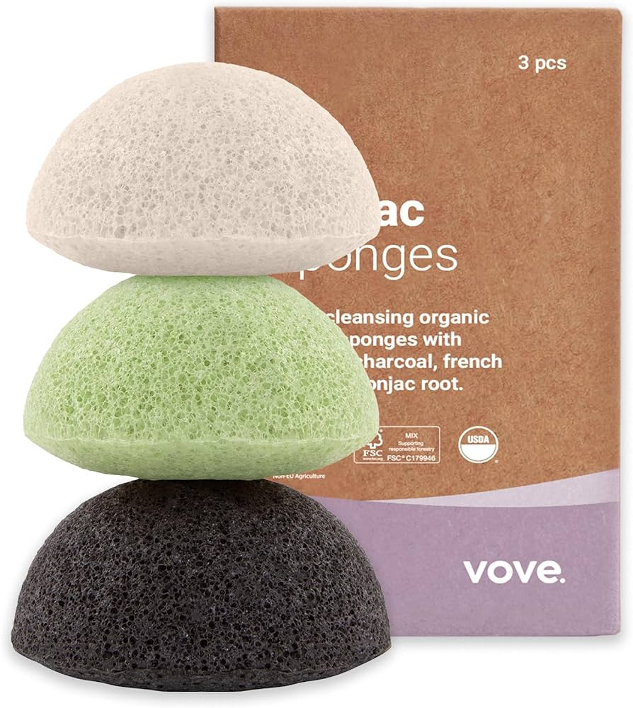 | Premium Organic Konjac Sponge | 3 Pack | Biodegradable & Eco-Friendly | Charcoal & French Clay ... | Amazon (US)