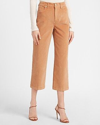 Super High Waisted Corduroy Cropped Wide Leg Palazzo Pant Brown Women's 12 | Express