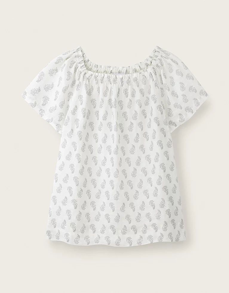 Printed Off-The-Shoulder Linen Top | Tops & Blouses | The White Company | The White Company (UK)