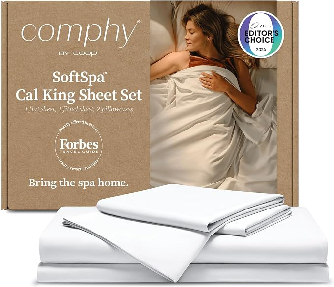 Coop Home Goods Comphy SoftSpa Bed Sheet Set of 4 Pieces, White Cal King, Super Soft California K... | Amazon (US)