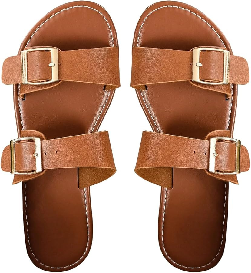 Verdusa Women's Buckle Adjustable Sandals Open Toe Outdoor Slide Sandals Summer Shoes | Amazon (US)