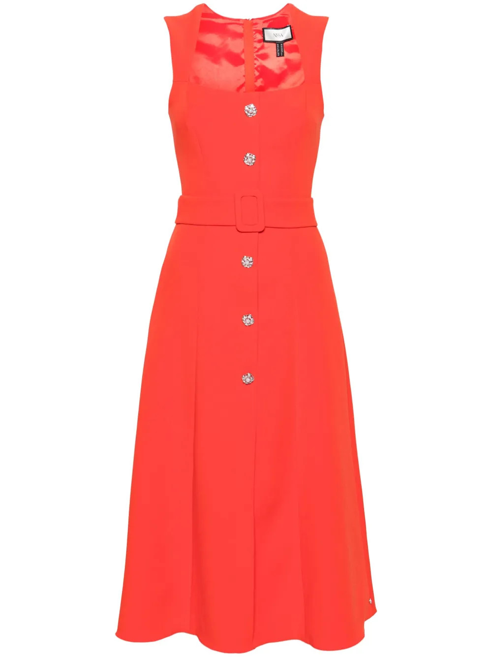 NISSA Belted Midi Dress | Orange | FARFETCH UK | Farfetch Global