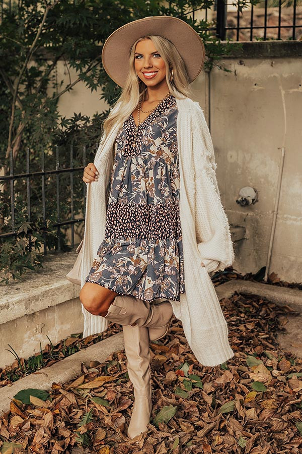 Fall Delight Floral Babydoll Dress In Navy | Impressions Online Boutique