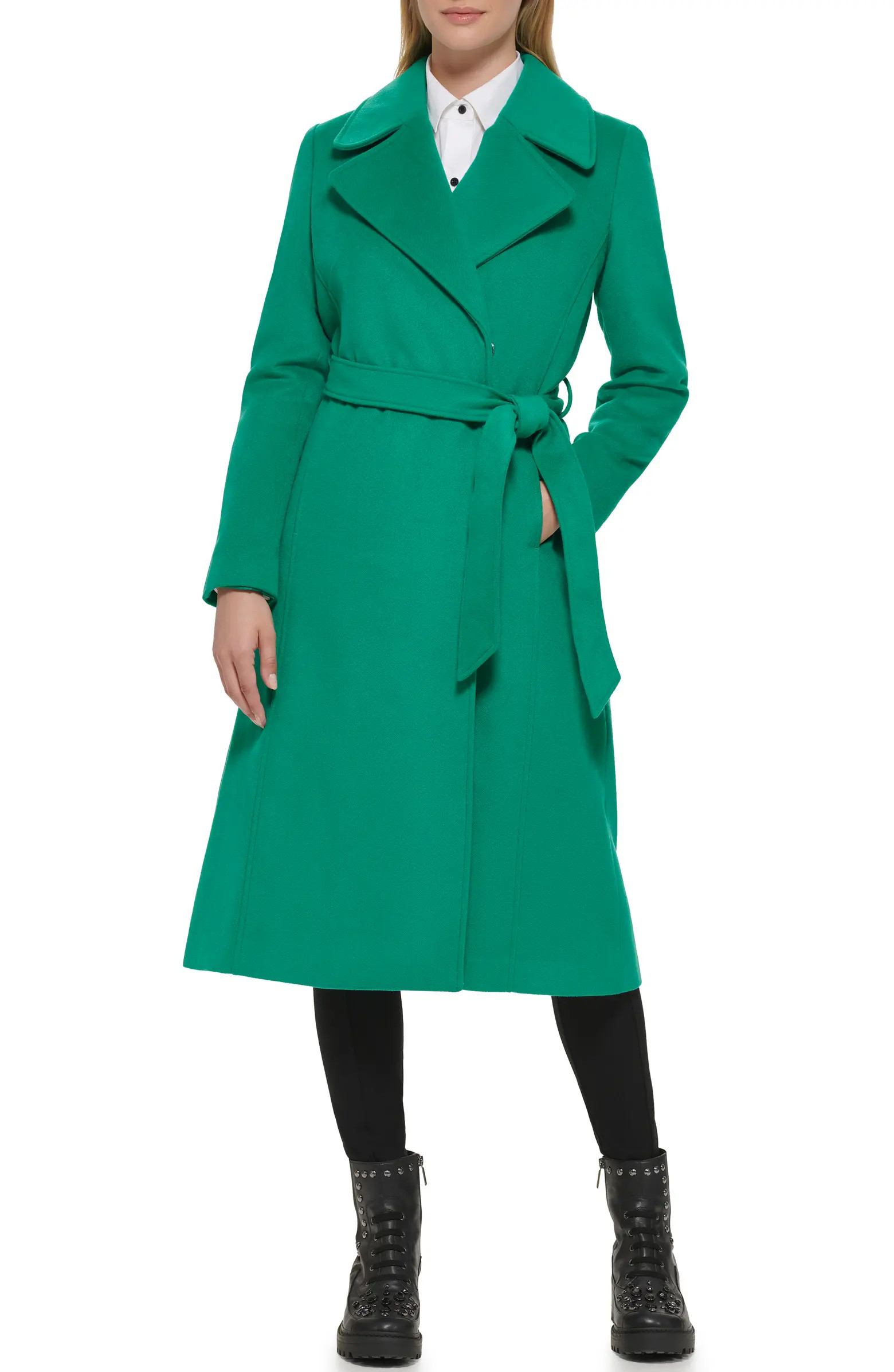 Karl Lagerfeld Paris Wool Blend Wrap Coat | Nordstrom | Nordstrom