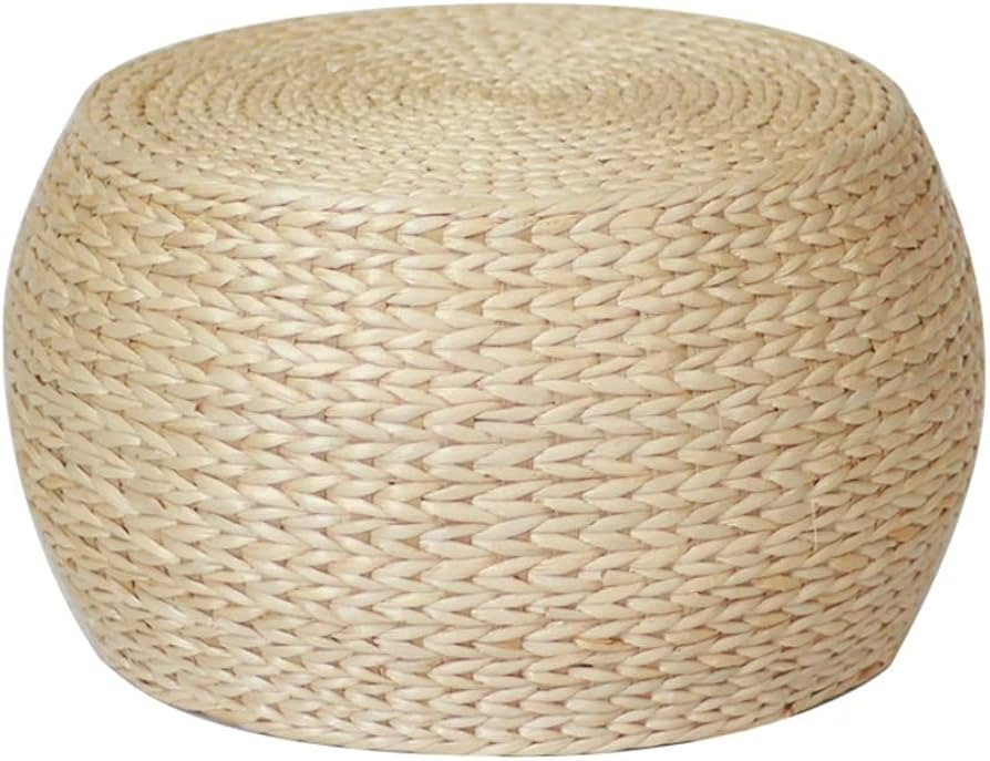 LSXIAO Pouffes and Footstools Sofa Stool Round Structure Solid Wood Frame Green Straw Stool, 4 St... | Amazon (US)