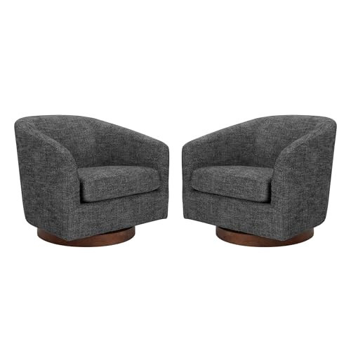 CHITA Swivel Accent Chair, FSC Certified Upholstered Fabric Barrel Chair for Living Room Set of 2, Fully Assembled, Dark Grey | Amazon (US)