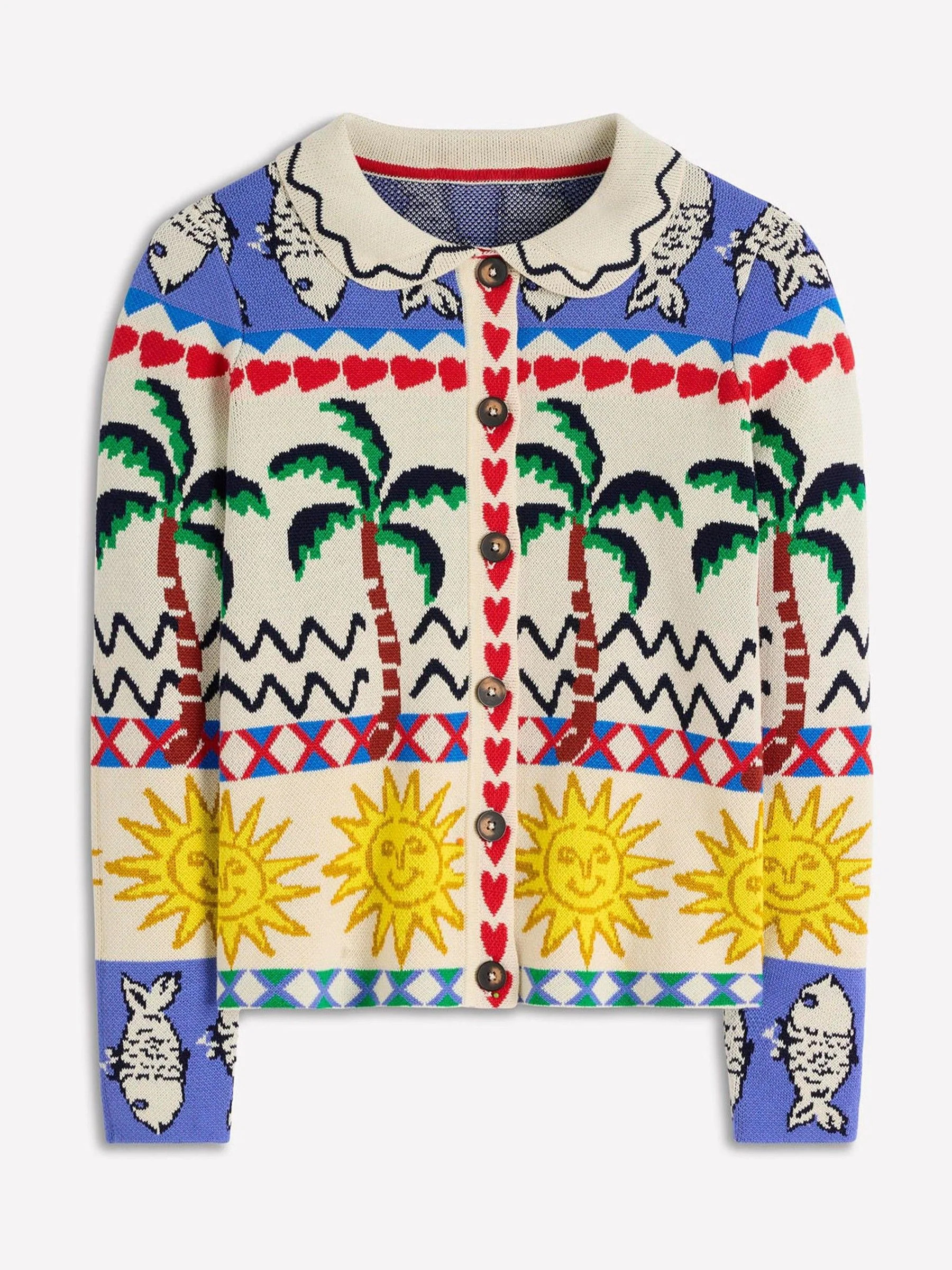 Boden Boden Cream Jacquard Knitted Shacket | Next US